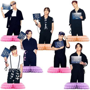 Bts Bangtan Boys Birthday Party Supplies, 7Pcs Bts Party Centerpieces, 3D Double Side Table Toppers, Cake Toppers, Bts Merch, Bangtan Boys Party Decoration For Army, Fans