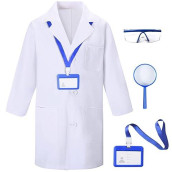 Togrop 4Pcs Doctor Scientist Lab Costume For Kids Role Play Thick White Coat Birthday Party Gift 10-12 Years