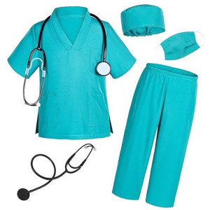 Doctor Costume For Kids Shirt Pants With Accessories Set Toddler Children Cosplay 7-8 Years Green
