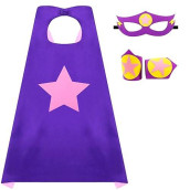 Irolewin Superhero Boys-Girls-Cape And Mask For Kids Super Hero Dress Up Costume Halloween Party Favors Double-Sided (Purple Yellow Pink)