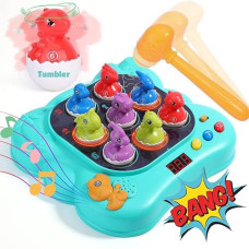 Dinosaur Toys,Interactive Whack A Dino Game,8Pcs Dinosaur Tumbler Toy & Soft Hammer,Include Single & Multiplayer Mode,Qa & Sound Early Learning Developmental Toy For Age 3, 4, 5, 6, 7 Years Old Kids