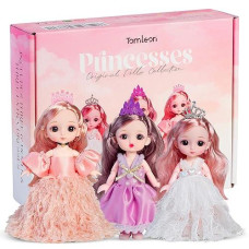 Little Dolls Set With Mini Princess Dolls For Girls - Princess Toy Dolls For Dollhouse - Small Doll Mini Princess Figures With Tiaras, Shoes, And Accessories - Tiny 6