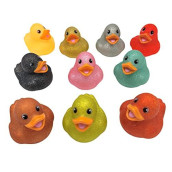 Colorful Glitter Rubber Duckies (2) Assorted Neon Color Ducks Ducky Duck (6 Pack)