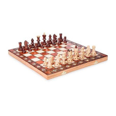 Beautiful Handcrafted Wooden Chess Set With Wooden Board And Handcrafted Chess Pieces - Gift Idea Products (14" (36 Cm) Amb)