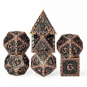 Udixi 7-Die Metal Dice Set, Polyhedral Dnd Dice Set Dragon D&D Dice For Dungeons And Dragons Role Playing Game And Other Tabletop Game (Ancient Copper)