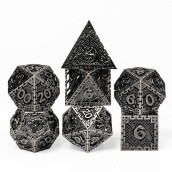 Udixi 7Pcs Metal Dnd Dice Set, Polyhedral Dice Set D&D Dragon D And D Dice For Dungeons And Dragons Role Playing Games And Other Tabletop Game(Ancient Silver)