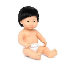 Miniland Baby Doll Asian Boy With Down Syndrome 15'' Polybagged, Multicolor