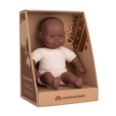 Miniland Doll 12 5/8'' African Soft Body (Box) - Made In Spain, Quality, Inclusion