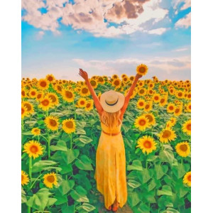 Qispiod Jigsaw Puzzle 500 Piece For Adults,Woman In A Field Of Sunflowers, Educational Toys Gift Boys And Girls Wooden Game-Large Game Artwork Adults Teens, 20.4 X 14.9 Inches(500 Pieces)