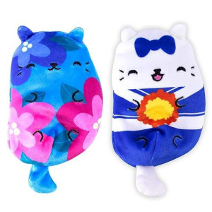 Cats Vs Pickles - Posie & Pom-Paws - 2-Pack - 4 Cute Cuddly Collectible Bean Plush Toy - Collect These As Stocking Stuffers, Fidget Toys, Or Sensory Toys - Great For Kids, Boys, & Girls