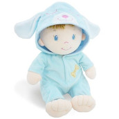 June Garden 12" Sweet Dolly Brooks - Stuffed Ultra Soft Baby Puppy Doll For Birth And Up - Removable Blue Outfit