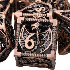 Aruohha Dnd Metal Dice Set 7Pcs Hollow D&D Dice With Box, Dungeons And Dragons Rpg Polyhedral Dice D+D Role Playing Games D And D Dice Set D20 D12 D10 D8 D6 D4