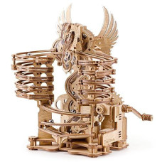Idventure Diy Wooden Marble Run Mode Dragon - 3D Mechanical Wooden Puzzle Model Kit F�r Adults And Teens Hand Cranked Mechanical Gear With 15 Steel Balls