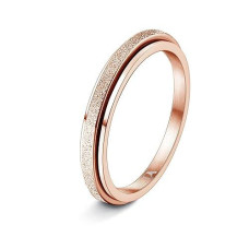 Diamday Fidget Rings For Women Men - 4Mm Rose Gold Spinner Stainless Steel Ring For Anxiety Stress Relief Glitter Sandblast Spinning Figit Anxiety Jewelry For Wedding Promise Size 8
