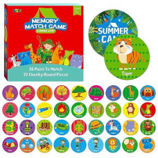 Memory Matching Game, 72 Pcs Matching Cards - Summer Camp Themed Matching Games For Toddlers 36 Pairs Memory Cards For Preschool 4 5 6 Years Old