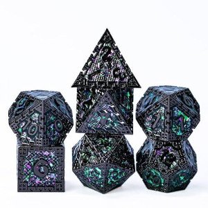 Udixi Metal Dnd Dice Set, 7Pcs Polyhedral D&D Dice Set Dragon D And D Dice For Dungeons And Dragons Role Playing Dice Game And Other Tabletop Game (Black 12)