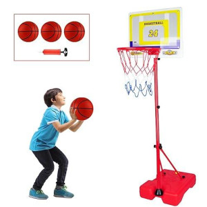 Yaoasen Kids Basketball Hoop Toddler Toys Portable Adjustable Height 3.2Ft-6.6Ft With 3 Balls Mini Basketball Hoops Indoor Goals Youth Outdoor Gifts Boy Girl Age 3 4 5 6 7 8 Year Old Backyard Game