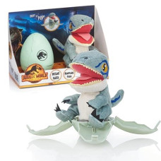 Wow! Stuff Jurassic World Drop 'N Pop Dino - Blue Velociraptor Dinosaur Egg With Pop-Up Plush Toy Official Dominion Merchandise, Gifts And Toys For Boys And Girls, Aged 5+