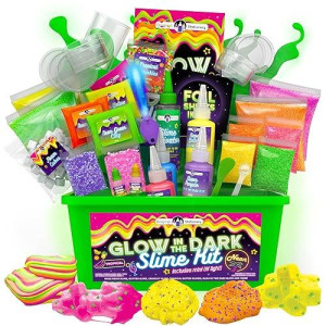 Original Stationery Tropical Glow In The Dark Slime Kit To Make Neon Crunchy Slime, Floam, Jelly Cube And Rainbow Slime, Fun Slime Kit For Girls 10-12