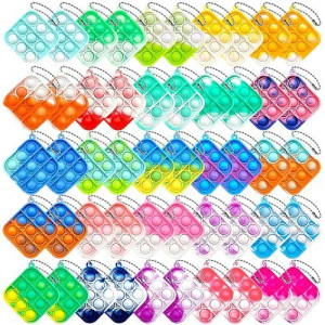 Binglala 50Pcs Mini Pop Keychain Fidget Toy Push Bubble Pop Silicone Squeeze Sensory Toys Make Fun For Kids Anxiety Stress Reliever For Adults