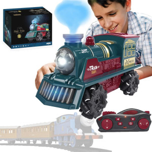 Yf-Tow Train Toys For 3 Year Olds Toy Train Electric Train With Smoke, Lights & Sounds,Rechargeable Battery,Birthday Gifts For 3 4 5 Year Old Boys (Red)