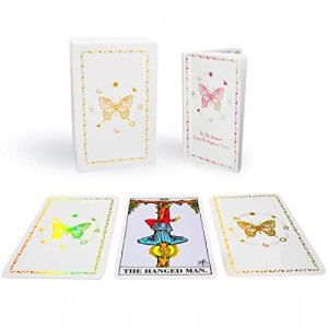 Spiritdust Tarot Cards Deck - 78 Original Tarot Deck For Beginners With Guide Book - Holographic Tarot Deck & Portable Tarot Box(Gold/White)