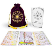 Spiritdust Tarot Cards Deck - 78 Original Tarot Deck For Beginners With Guide Book - Holographic Tarot Deck & Embroidered Tassel Carry Bag(White/Gold)