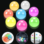 8 Pieces glowing Sticky Balls, Very Elastic Squishy Balls That glow in The Dark and Stick to The ceiling, ceiling Balls great for childrens Parties, Stress Relieving Balls for Stress and Anxiety