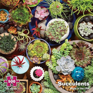 Re-Marks Succulents 500-Piece Puzzle With Large Puzzle Pieces For All Ages