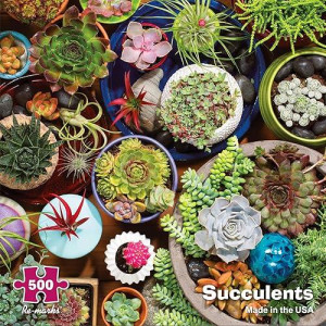 Re-Marks Succulents 500-Piece Puzzle With Large Puzzle Pieces For All Ages