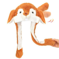 Easfan Animal Hat With Plush Moving Ears Jumping Pop Up Beating Hat Dress Up Cosplay Easter Birthday Gift For Kids, 22''