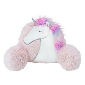 Soft Landing | Nesting Nooks | Soft And Cuddly Portable Back Rest And Reading Pillow With Storage Pocket - Tween Unicorn , Pink 15.5 X 26 X 14 Inches