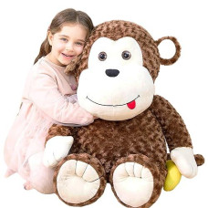 Ikasa Giant Monkey Stuffed Animal Plush Toy,30" Large Cute Jumbo Soft Toys,Huge Big Size Fluffy Plushy Fat Oversized Plushie,Gifts For Kids Girls