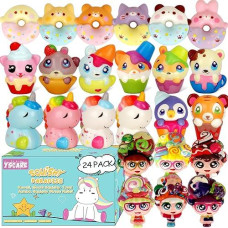 Yscare 24 Pack Jumbo Squishies Slow Rising Squishies Keychain,Cream Scented Jumbo Slow Rising Squishies,Unicorn Cartoon Girl Donut Animal Squishy Toy For Kids Party Favors Decorative With Key Chain