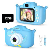 Cocopa Kids Camera Toys For 3-12 Years Old Boys Girls,Hd Digital Video Cameras For Kids With Protective Silicone Cover,Christmas Birthday Gifts For 3 4 5 6 7 8 Year Old Boys With 32Gb Sd Card(Blue)