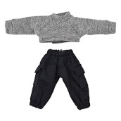 Niannyyhouse T-Shirt Vest Denim Pocket Pants For Obitsu 11 1/12 Bjd Doll 4.3 Inches (11 Cm) Body (Gray)