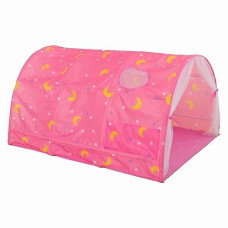 Happy Tent Space Stars Bed Tents For Kids Portable Play Tent Game House For Boys Girls Breathable Cottage Diy Inner Pocket Sleeping Tent Toddlers Playhouse With Double Net Curtain & Carry Bag (Pink)