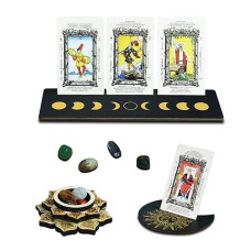 Knana 10Pcs Tarot Card Holder Set - Wooden Tarot Card Holder, 3 Tarot Card Stand, Shape And Rectangle Card Holder,Tarot Card Stand For Witch Divination Tools