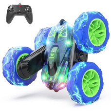 Bezgar Remote Control Car - Double Side 360 Flips Rc Stunt Cars With 10 Lights, 2.4Ghz 4Wd All Terrain Rc Cars With Rechargeable Battery, Outdoor Car Toys Birthday Gifts For Kids