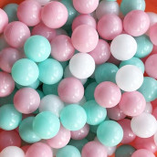 Moonxhome Ball Pit Balls Crush Proof Plastic Balls For Children'S Toy Balls Macaron Ocean Balls 2.15 Inch Pack Of 100 White&Green&Pink