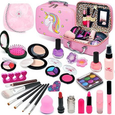 Kids Makeup Kit For Girl - Washable Make Up For Little Girls, Child Play Real Makeup Set, Non Toxic Toddlers Pretend Cosmetic Kits, Age 3+ 5 6 8 10 12 & Up Year Old Children Gift