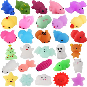 30 Pack Mochi Squishies Toys Set, Fun And Cute Party Favors For Kids,Stress Relief Toys For Boys Girls Birthday Gift,Treasure Box Toys For Classroom Prizes,Goodie Bags Fillers With Storage Box