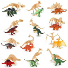 Upins 24 Pcs Dinosaur Skeleton Toy 3.5 Inch Assorted Dinosaur Figures And Dinosaur Fossil Skeletons With Storage Box Educational For Science Play Dino Sand Dig Party Favor Decorations