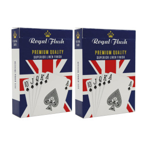 Royal Flush Union Jack Playing Cards - Twin Deck Of Poker Cards, Superior Cartamundi Linen Finish, Easy To Shuffle & Durable, Great Gift For Games Night