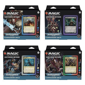 Magic: The Gathering Universes Beyond Warhammer 40,000 Commander Deck Bundle - Includes 1 The Ruinous Powers, 1 Necron Dynasties, 1 Forces Of The Imperium, And 1 Tyranid Swarm