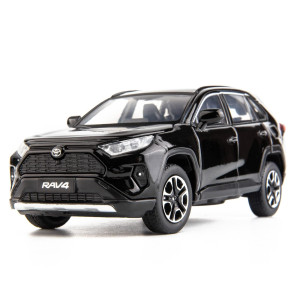 Tgrcm-Cz Compatible For 1:32 Diecasting Alloy Rav4 Car Model Toy Car,Front Wheel Steering Car With Lights And Sound, Open Door For Kids Gift, Children Birthday Gift Black