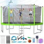 Lyromix 16Ft 15Ft 14Ft Trampoline For Kids And Adults, Large Outdoor Trampoline With Stakes, Sprinkler, Backyard Trampoline With Basketball Hoop And Net, Capacity For 5-8 Kids And Adults, Navy Blue