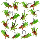 Mukum 16Pcs Plastic Grasshoppers Toys For Kids Plastic Insect Figures Toys Fake Bugs Easter Party Favors Green Grasshoppers Toys Tropical Character Toys For Insect Themed Party Children Boy Girl