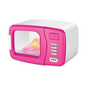 Misco Toys Kids Microwave Kitchen Appliances, Childrens Microwave Oven Pretend Play Appliance Set For Toddlers, Cookware Toy Set, Real Function Lights And Sounds, Ages 3+ (Pink)