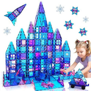 Nvhh Magnetic Tiles Kids Toys For 3 4 5 6 7 8+ Year Old Boys Girls 3D Castle Princess Magnetic Building Blocks Educational Toddler Girls Toys Age 2-4 5 6-8 Year Old Girl Boy Birthday 47Pcs